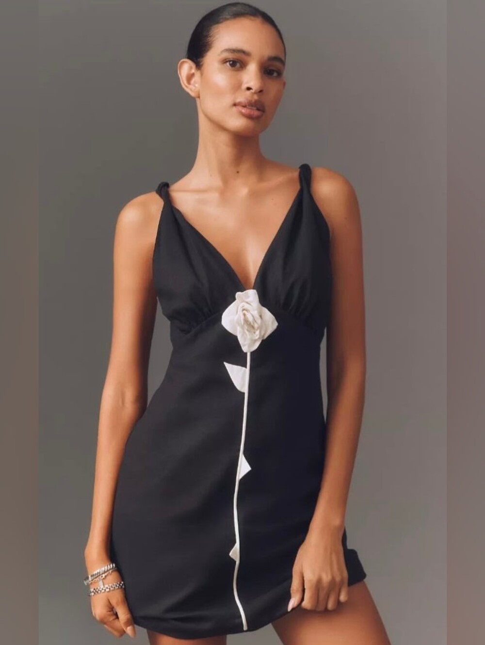 FARM Rio V-Neck Rosette Mini Dress - Size S - Picture 1 of 10